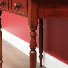 Load image into Gallery viewer, Antique Australian Cedar Two Drawer Hall Table with Rolling Pin Legs. B13115
