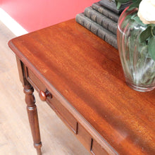 Load image into Gallery viewer, Antique Australian Cedar Two Drawer Hall Table with Rolling Pin Legs. B13115
