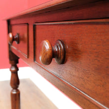 Load image into Gallery viewer, Antique Australian Cedar Two Drawer Hall Table with Rolling Pin Legs. B13115
