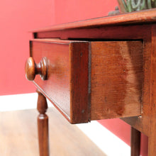 Load image into Gallery viewer, Antique Australian Cedar Two Drawer Hall Table with Rolling Pin Legs. B13115
