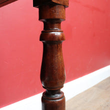 Load image into Gallery viewer, Antique Australian Cedar Two Drawer Hall Table with Rolling Pin Legs. B13115
