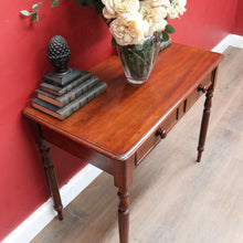 Load image into Gallery viewer, Antique Australian Cedar Two Drawer Hall Table with Rolling Pin Legs. B13115
