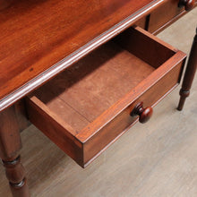Load image into Gallery viewer, Antique Australian Cedar Two Drawer Hall Table with Rolling Pin Legs. B13115
