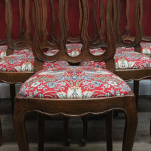 Load image into Gallery viewer, Set of Six Antique French Chairs with Open Work Backs and William Morris Strawberry Thief Seats. B12875
