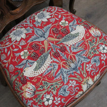 Load image into Gallery viewer, Set of Six Antique French Chairs with Open Work Backs and William Morris Strawberry Thief Seats. B12875

