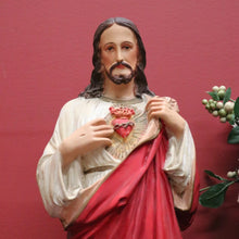 Load image into Gallery viewer, Antique French Statue of Jesus, Sacred Heart of Jesus – Plaster, Hand-Painted, B12390
