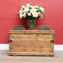 Load image into Gallery viewer, Antique English Pine Lift Lid Storage Trunk/Blanket Box with Iron Hardware. B13113
