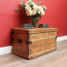 Load image into Gallery viewer, Antique English Pine Lift Lid Storage Trunk/Blanket Box with Iron Hardware. B13113
