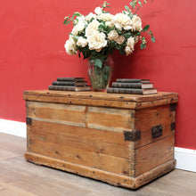 Load image into Gallery viewer, Antique English Pine Lift Lid Storage Trunk/Blanket Box with Iron Hardware. B13113
