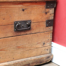 Load image into Gallery viewer, Antique English Pine Lift Lid Storage Trunk/Blanket Box with Iron Hardware. B13113

