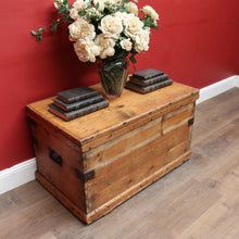 Load image into Gallery viewer, Antique English Pine Lift Lid Storage Trunk/Blanket Box with Iron Hardware. B13113
