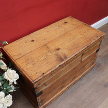 Load image into Gallery viewer, Antique English Pine Lift Lid Storage Trunk/Blanket Box with Iron Hardware. B13113

