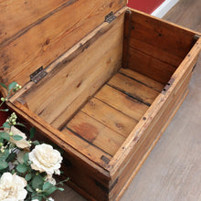 Load image into Gallery viewer, Antique English Pine Lift Lid Storage Trunk/Blanket Box with Iron Hardware. B13113
