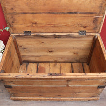 Load image into Gallery viewer, Antique English Pine Lift Lid Storage Trunk/Blanket Box with Iron Hardware. B13113
