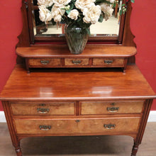 Load image into Gallery viewer, Antique English Edwardian Walnut Dressing Table with Mirror and Drawers. B12387
