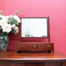 Load image into Gallery viewer, Antique Georgian Regency Bowfront Mahogany Mirror with Drawers and Inlay. B12878
