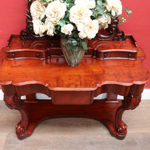 Load image into Gallery viewer, Antique Victorian Mahogany Duchess Dressing Table with Oval Mirror and Carved Supports. B13051
