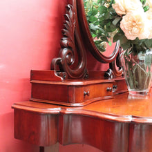 Load image into Gallery viewer, Antique Victorian Mahogany Duchess Dressing Table with Oval Mirror and Carved Supports. B13051

