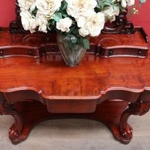 Load image into Gallery viewer, Antique Victorian Mahogany Duchess Dressing Table with Oval Mirror and Carved Supports. B13051
