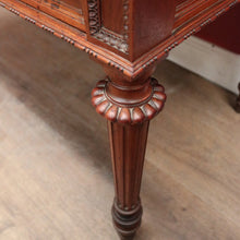 Load image into Gallery viewer, x SOLD Antique French Walnut Desk with Black Leather Inserts. Five drawers and Turned Legs. B12423

