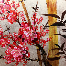 Load image into Gallery viewer, Set of Three Japanese Cherry Blossom Artworks with Gold Leaf and Lacquer Finish. B12879
