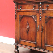 Load image into Gallery viewer, Antique English Oak Two Height Bookcase, Glazed Doors Panel Cupboard and Drawers. B13088
