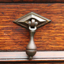 Load image into Gallery viewer, Antique English Oak Two Height Bookcase, Glazed Doors Panel Cupboard and Drawers. B13088
