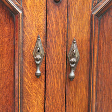 Load image into Gallery viewer, Antique English Oak Two Height Bookcase, Glazed Doors Panel Cupboard and Drawers. B13088
