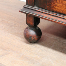 Load image into Gallery viewer, Antique English Oak Two Height Bookcase, Glazed Doors Panel Cupboard and Drawers. B13088
