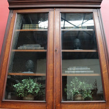 Load image into Gallery viewer, Antique English Oak Two Height Bookcase, Glazed Doors Panel Cupboard and Drawers. B13088
