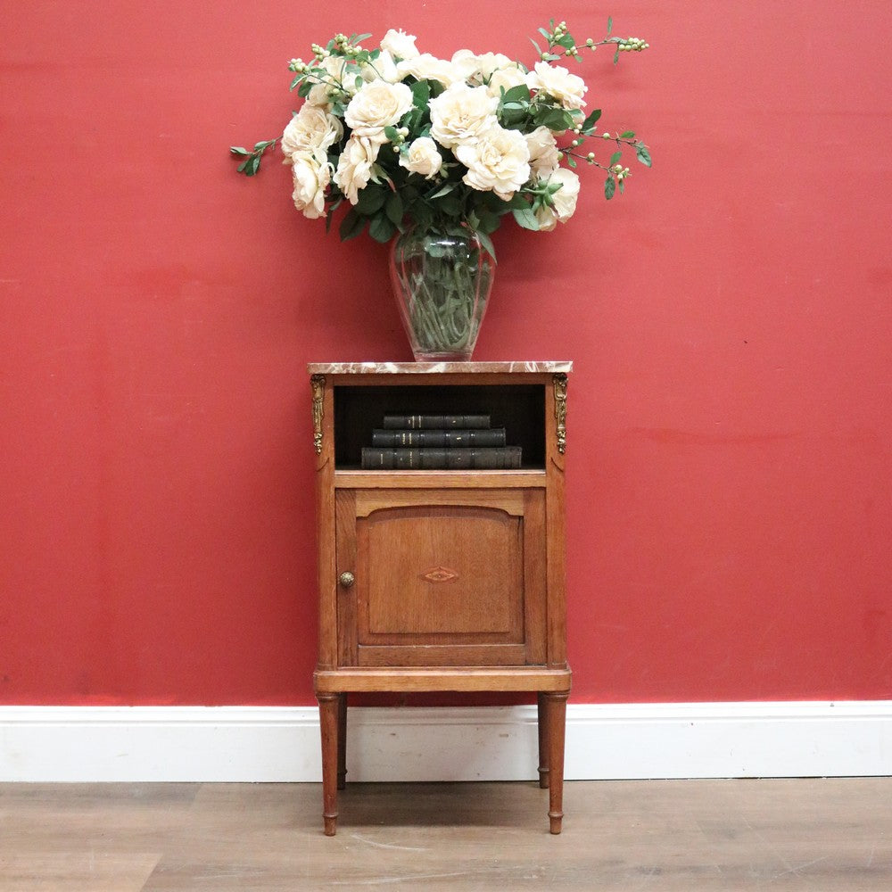 x SOLD Antique Marble and Oak Bedside Cabinets, Side, Lamp or Hall Table. B11573