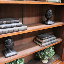 Load image into Gallery viewer, Antique English Oak Two Height Bookcase, Glazed Doors Panel Cupboard and Drawers. B13088
