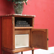 Load image into Gallery viewer, x SOLD Antique Marble and Oak Bedside Cabinets, Side, Lamp or Hall Table. B11573

