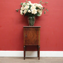 Load image into Gallery viewer, Antique English One Door Bedside Cabinet or Lamp Table with Marquetry Inlay. B12433
