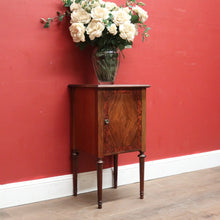 Load image into Gallery viewer, Antique English One Door Bedside Cabinet or Lamp Table with Marquetry Inlay. B12433
