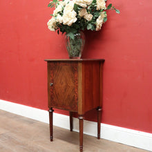 Load image into Gallery viewer, Antique English One Door Bedside Cabinet or Lamp Table with Marquetry Inlay. B12433
