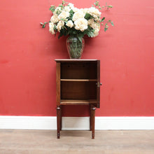 Load image into Gallery viewer, Antique English One Door Bedside Cabinet or Lamp Table with Marquetry Inlay. B12433
