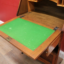 Load image into Gallery viewer, x SOLD Antique English Oak Slimline Drop Front Writing Bureau with Brass Handles Arts and Crafts Era. B12687
