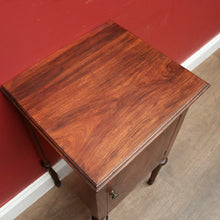 Load image into Gallery viewer, Antique English One Door Bedside Cabinet or Lamp Table with Marquetry Inlay. B12433
