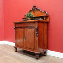 Load image into Gallery viewer, Antique Australian Cedar Chiffonier with Divided Cutlery Drawer Bun Feet Turned Supports and Two Door Cupboard. B12673
