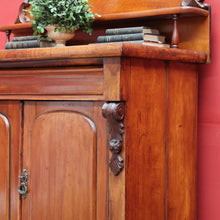 Load image into Gallery viewer, Antique Australian Cedar Chiffonier with Divided Cutlery Drawer Bun Feet Turned Supports and Two Door Cupboard. B12673
