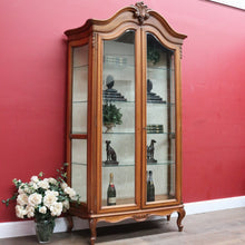 Load image into Gallery viewer, Vintage French Louis XV Style Walnut Vitrine Display Cabinet with Curved Glass. B13117
