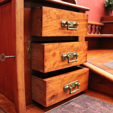 Load image into Gallery viewer, Antique English Mahogany Desk - 14 Drawer Leather Writing Surface Desk. B12435
