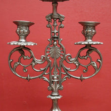 Load image into Gallery viewer, A Pair of Antique French Pewter Candlestick Holders, Table Candelabras. B11140
