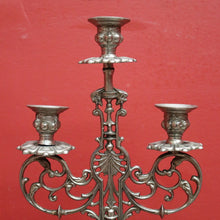 Load image into Gallery viewer, A Pair of Antique French Pewter Candlestick Holders, Table Candelabras. B11140
