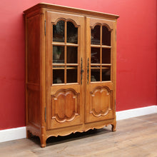 Load image into Gallery viewer, x SOLD French Oak Two Door Bookcase or China Cabinet with Twelve Panel Glass Doors Adjustable Shelves and Key. B12747
