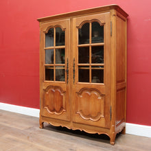 Load image into Gallery viewer, x SOLD French Oak Two Door Bookcase or China Cabinet with Twelve Panel Glass Doors Adjustable Shelves and Key. B12747
