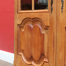 Load image into Gallery viewer, x SOLD French Oak Two Door Bookcase or China Cabinet with Twelve Panel Glass Doors Adjustable Shelves and Key. B12747
