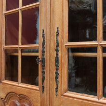Load image into Gallery viewer, x SOLD French Oak Two Door Bookcase or China Cabinet with Twelve Panel Glass Doors Adjustable Shelves and Key. B12747
