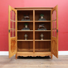 Load image into Gallery viewer, x SOLD French Oak Two Door Bookcase or China Cabinet with Twelve Panel Glass Doors Adjustable Shelves and Key. B12747

